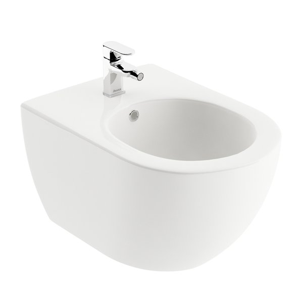 Bidet Uni Chrome a bidetová stojacia batéria Chrome s odtokovou armatúrou